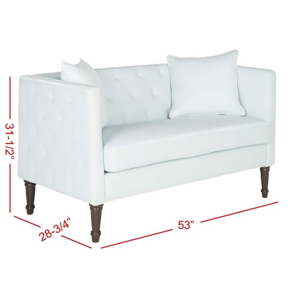 Safavieh Sarah Powder Blue/ White Tufted Settee - 0