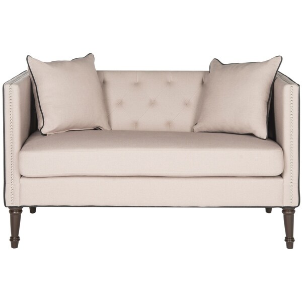 Shop Safavieh Sarah Taupe/ Black Tufted Settee 53" x 28.8" x 31.5