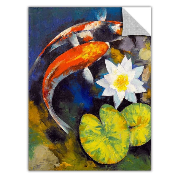Shop Michael Creese Koi Fish And Water Lily Removable Wall Art Overstock 9550692