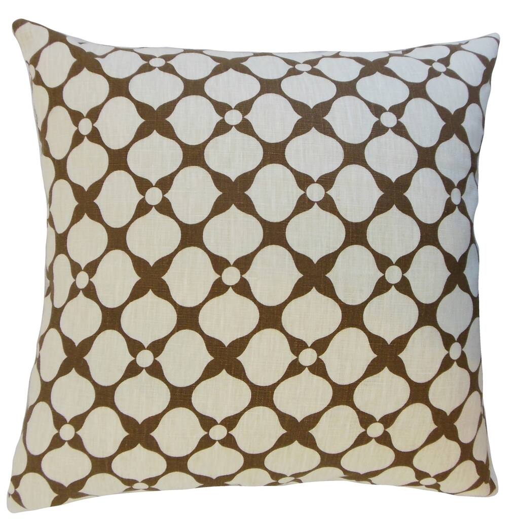 Qiturah Cashew Geometric 18-inch Feather Throw Pillow