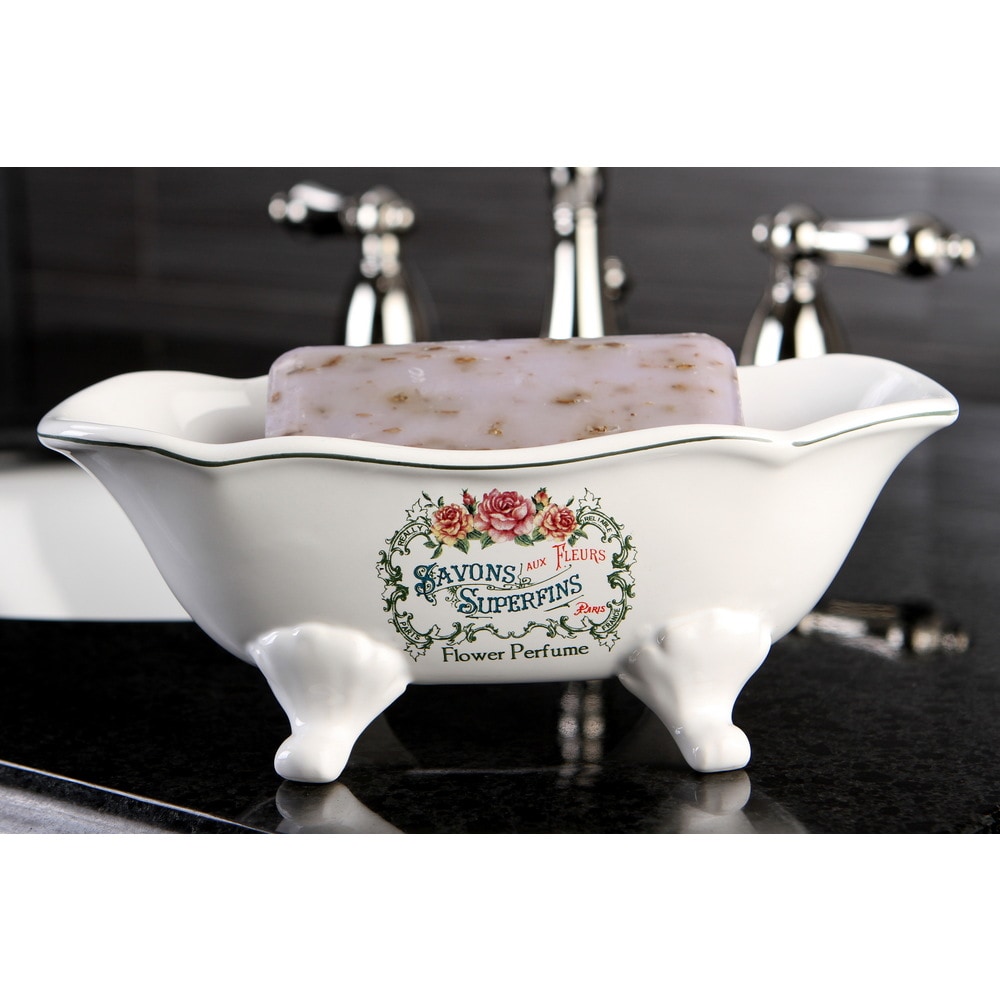 Glazed Ceramic Soap Dish Bath Accessory (Flat Back - Adhesive Mount) - Bed  Bath & Beyond - 32877499