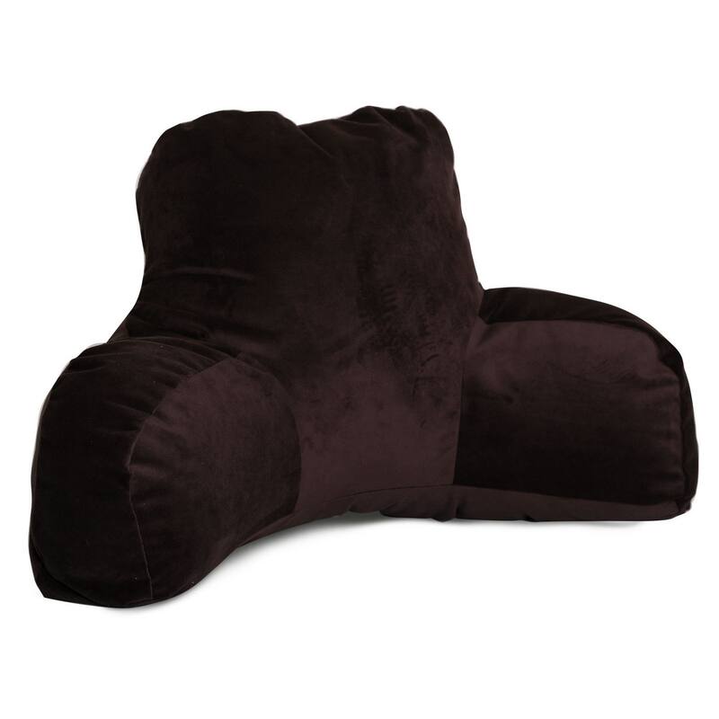 Majestic Home Goods Faux Suede Reading Bed Pillow 33 X 6 X 18 - Dark Brown