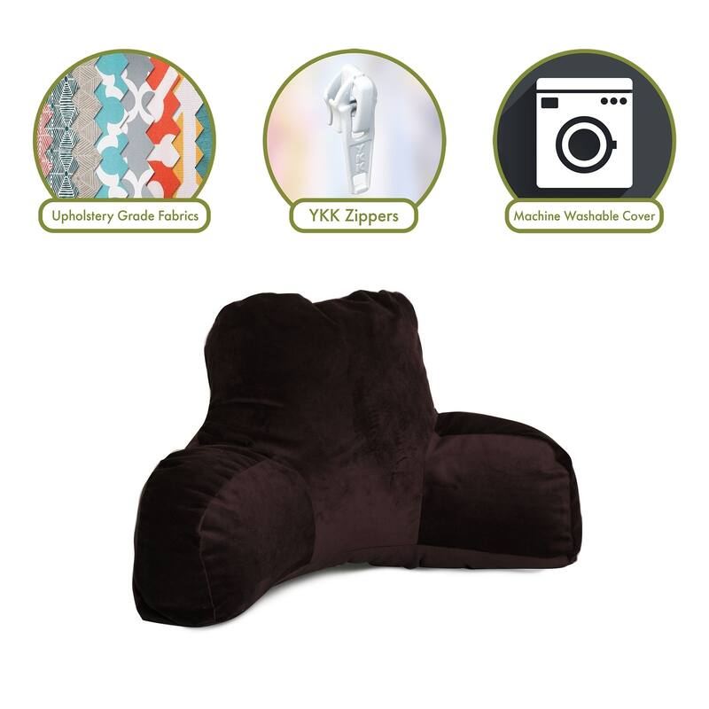 Majestic Home Goods Faux Suede Reading Bed Pillow 33 X 6 X 18