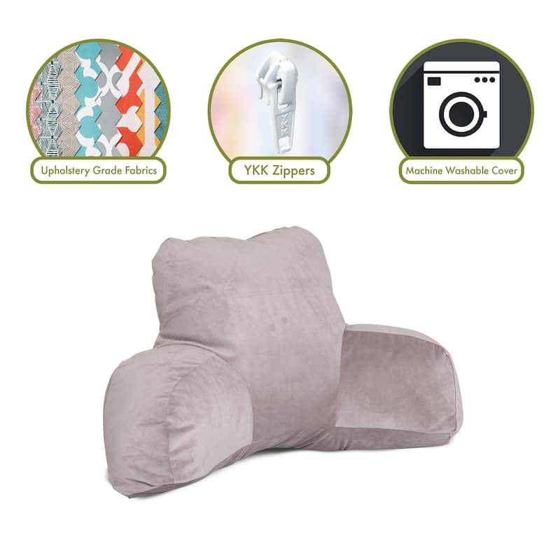 Majestic Home Goods Faux Suede Reading Bed Pillow 33 X 6 X 18