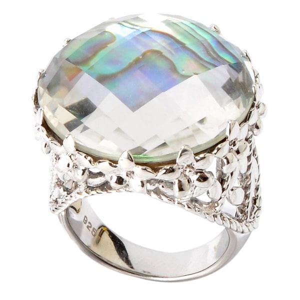 Shop Sterling Silver Abalone Shell Rock Crystal Doublet Ring - Free ...