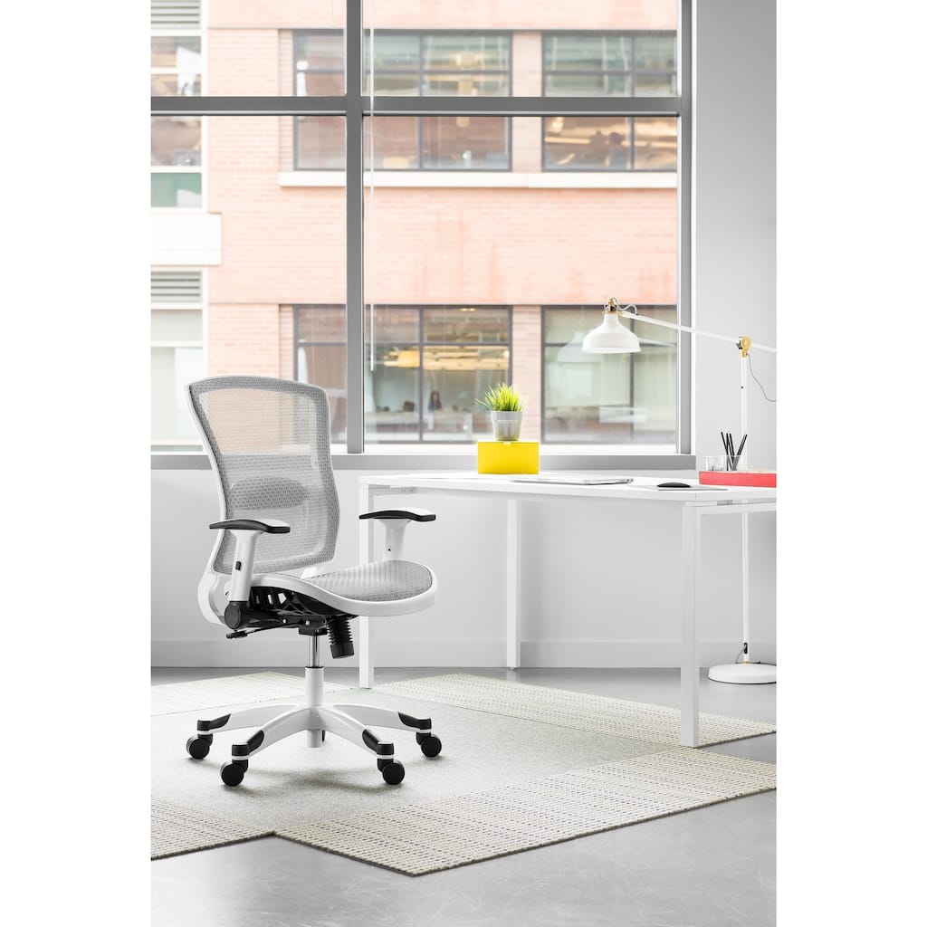White Frame Office Chair with Padded Mesh Seat and Back