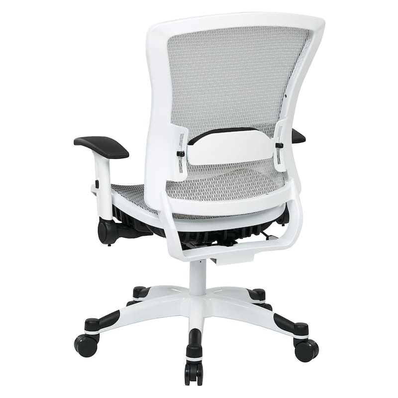 White Frame Office Chair with Padded Mesh Seat and Back