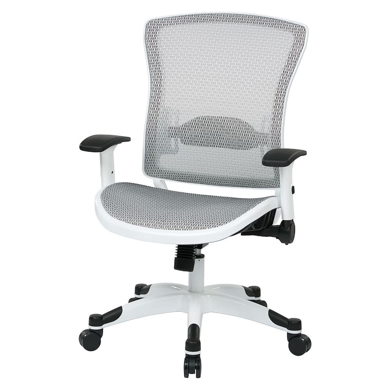 White Frame Office Chair with Padded Mesh Seat and Back