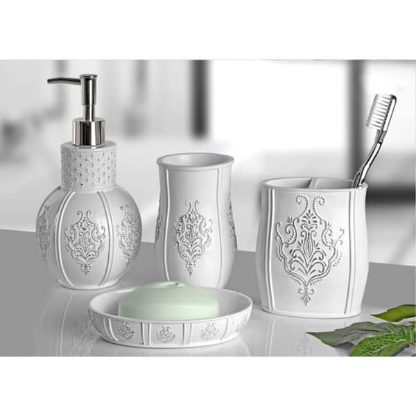 Creative Scents Mosaic Glass Silver-Gray Bathroom Accessories Set of 4 -  silver - ShopStyle