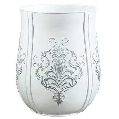 Vintage White Resin Wastebasket