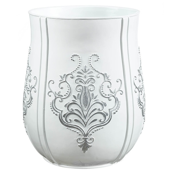 Vintage White Resin Wastebasket