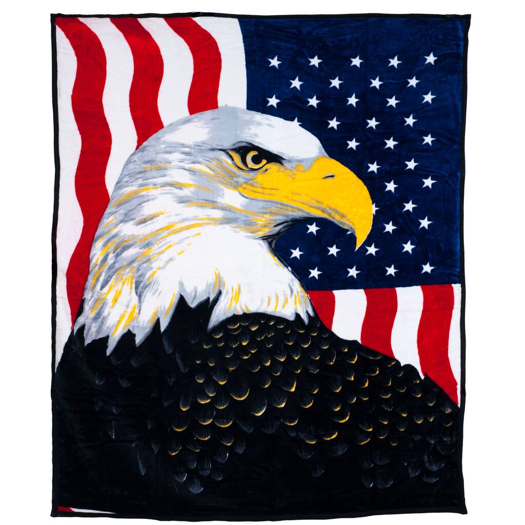 Windsor Home Soft Faux Mink Blanket with Bald Eagle