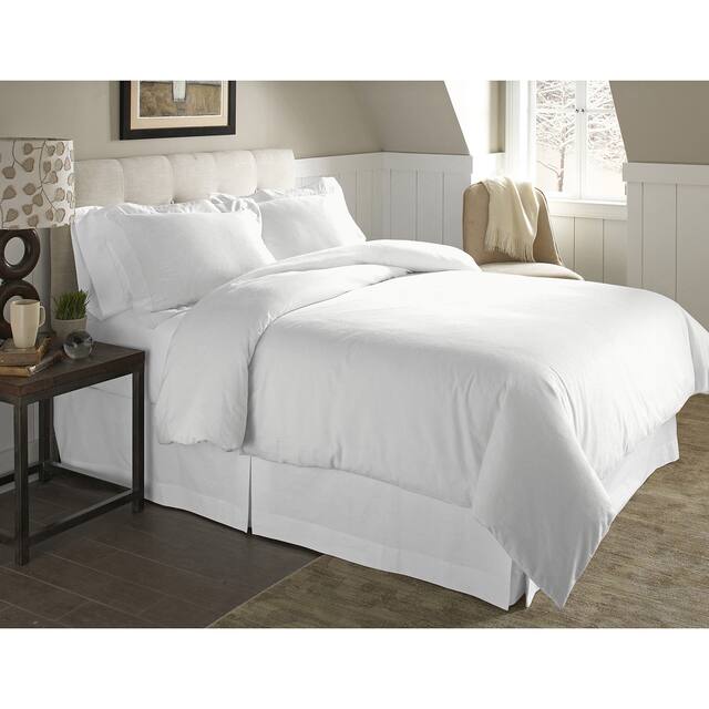 Pointehaven 200 GSM Superior Flannel Solid Color Duvet Cover Set - Snow White - Full/Full - Queen - 3 Piece