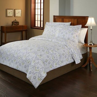 Pointehaven 200 GSM Meadow Print Superior Flannel Soft Cotton Oversized Duvet Sets