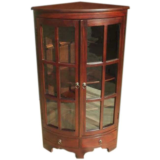 Handmade D-Art Mahogany Wood Corner Cabinet (Indonesia) - Dark Brown