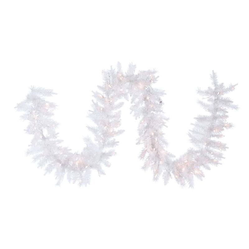 Kurt Adler 9-Foot Pre-Lit Crystal White Garland