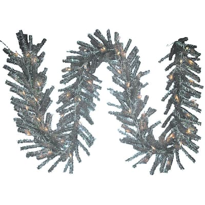 Kurt Adler 9-Foot Pre-Lit Silver Ice Garland