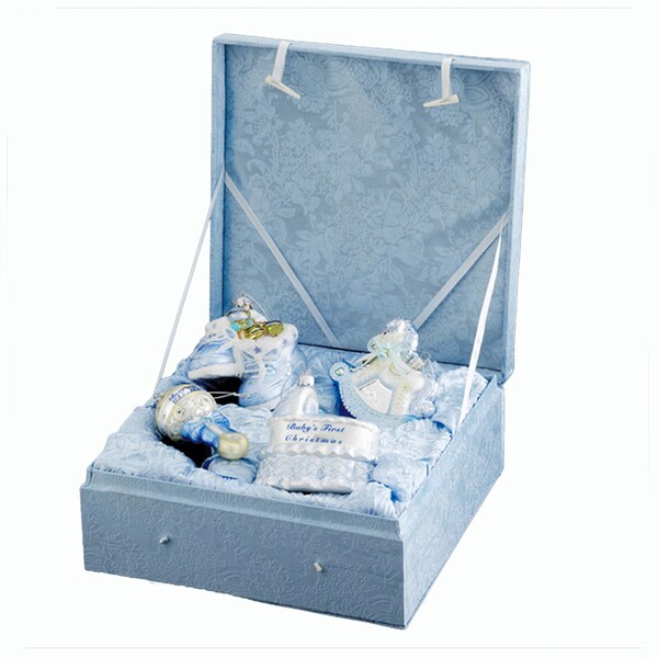 Kurt Adler Noble Gems Glass Baby Boy Ornament Set