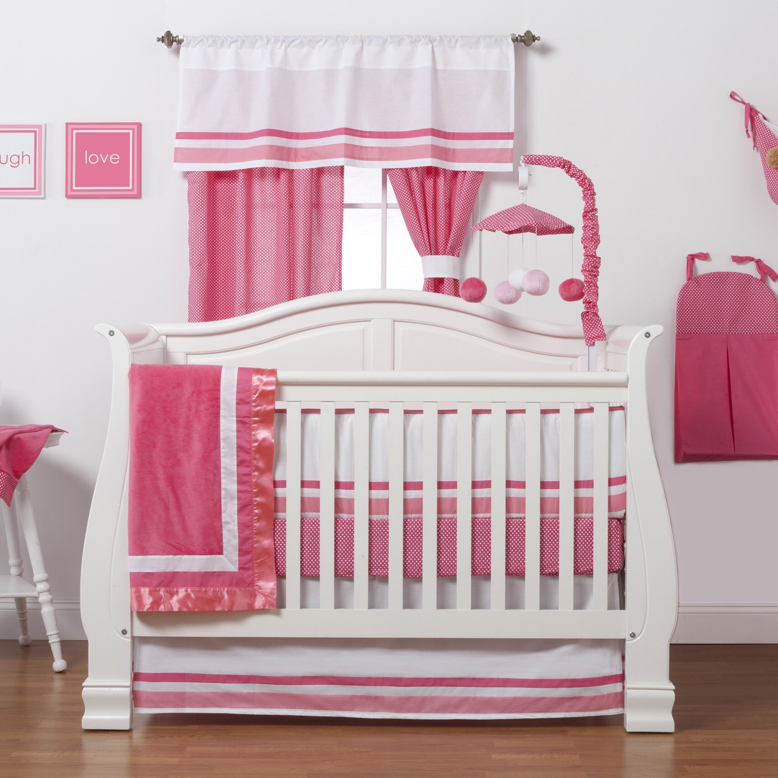 Shop Simplicity Hot Pink 4 Piece Crib Bedding Set Overstock