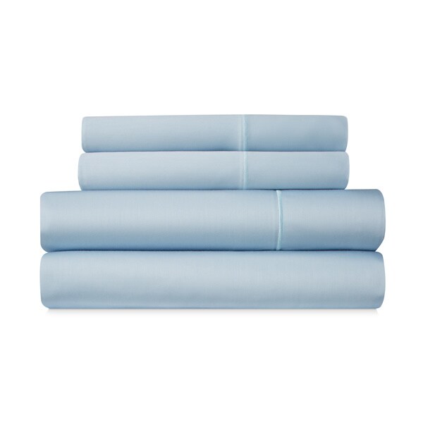 New Sterling Manor QUEEN SHEET SET 650 Luxury Sateen WHITE 6 PC SET Blue