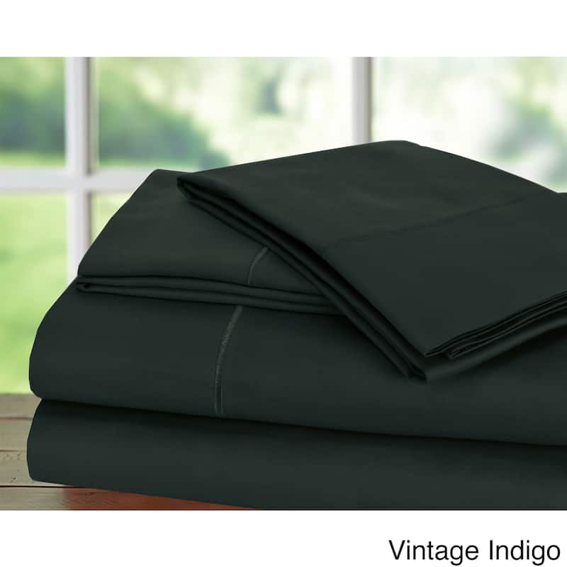 Luxury Sateen Cotton Blend 1,000 TC Deep-pocket Bedsheet Set - Indigo - King