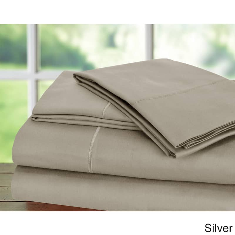 Luxury Sateen Cotton Blend 1,000 TC Deep-pocket Bedsheet Set - Silver - King