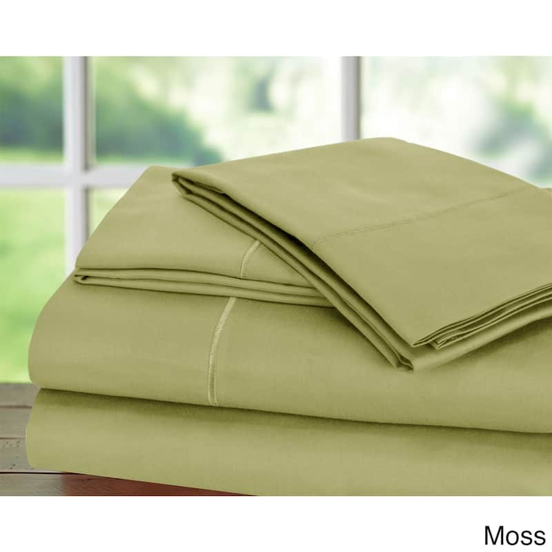 Luxury Sateen Cotton Blend 1,000 TC Deep-pocket Bedsheet Set - Moss - Full