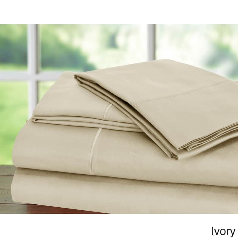 Luxury Sateen Cotton Blend 1,000 TC Deep-pocket Bedsheet Set - Ivory - Queen