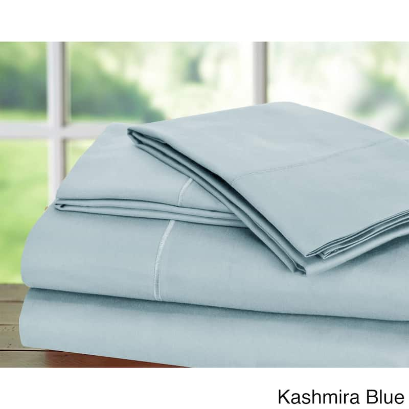 Luxury Sateen Cotton Blend 1,000 TC Deep-pocket Bedsheet Set - Blue - Queen