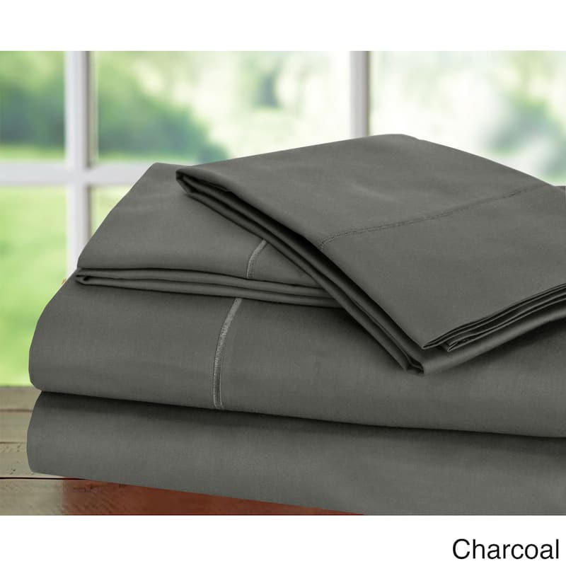 Luxury Sateen Cotton Blend 1,000 TC Deep-pocket Bedsheet Set - Charcoal - Queen