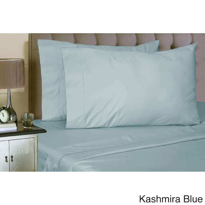 Luxury Sateen Cotton Blend 1,000 TC Deep-pocket Bedsheet Set - Kashmira Blue - Queen