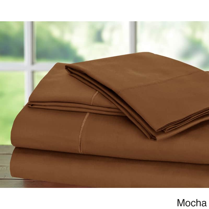 Luxury Sateen Cotton Blend 1,000 TC Deep-pocket Bedsheet Set - Mocha - Queen