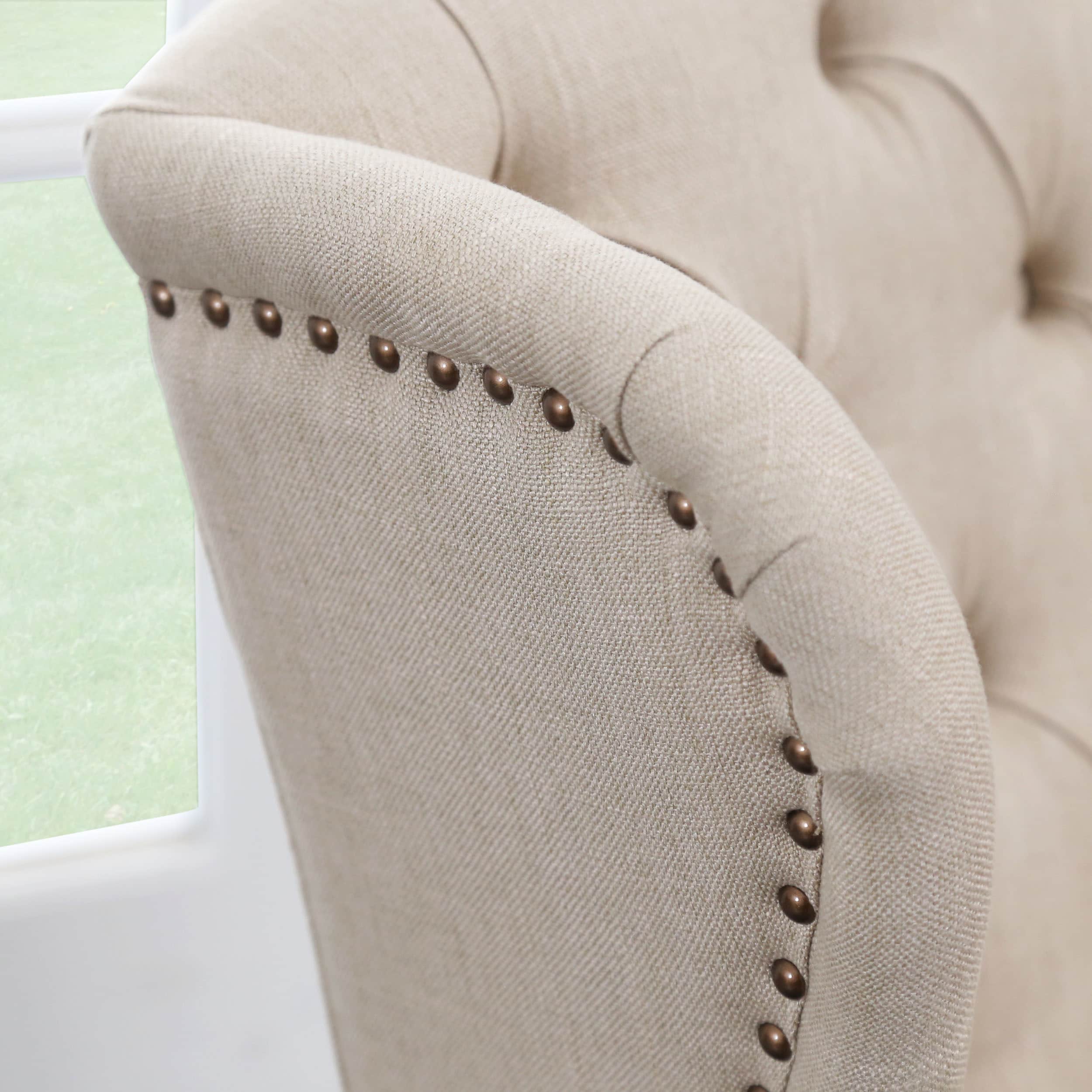 Abbyson Sierra Tufted Cream Linen Wingback Dining Chair On Sale Overstock 9554849