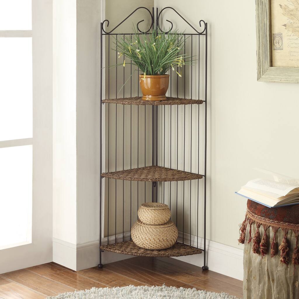 Farmington Corner 3-Tier Maize Woven Shelf