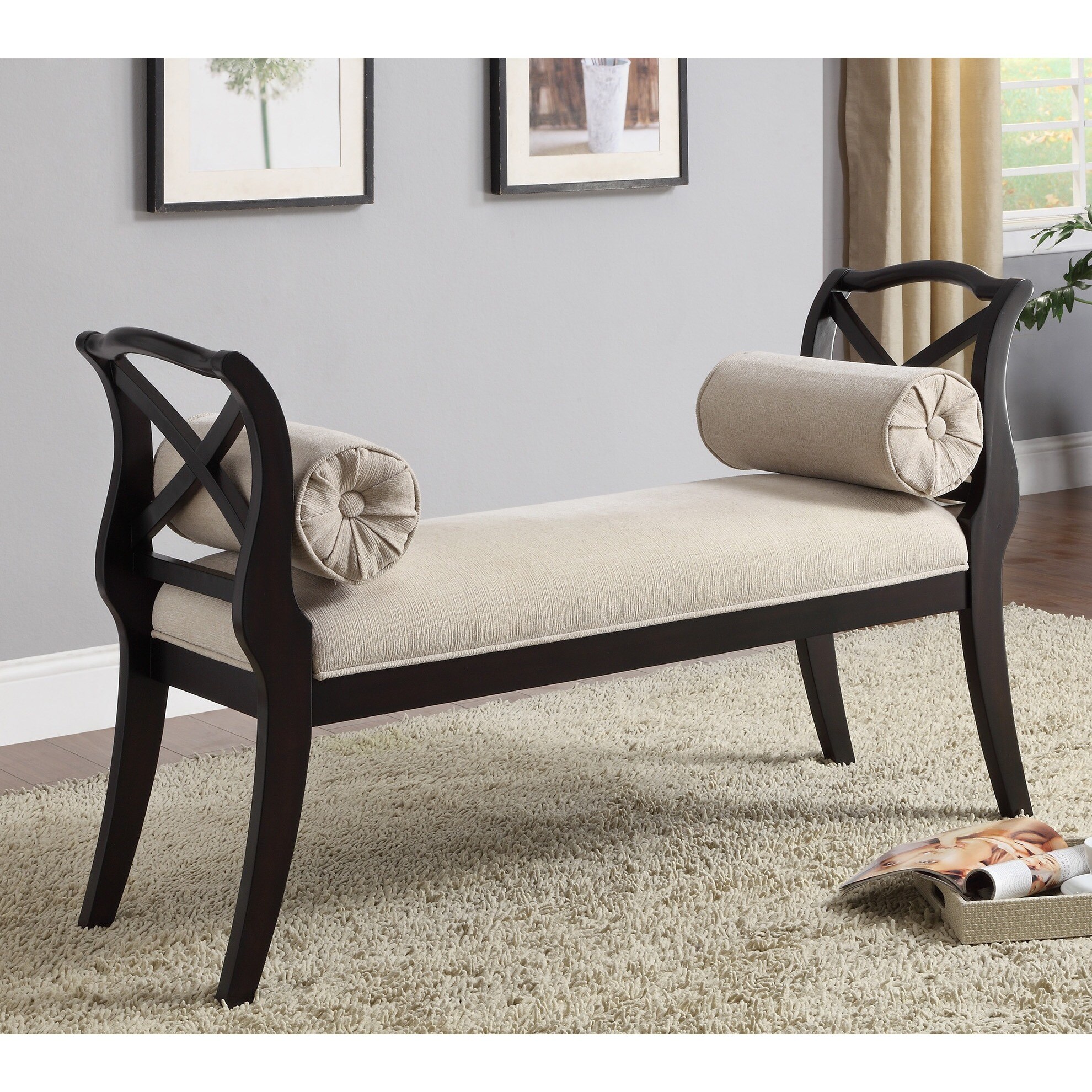 Shop Espresso Yorkville Bench With Bolster Pillows Free Shipping