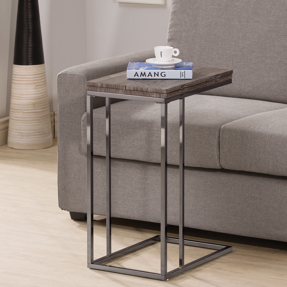 Shop Weathered Grey Finish Expandable Side End Table Overstock 9555040