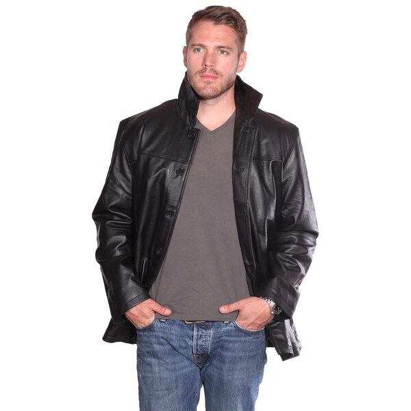 Shop NuBorn Men's 'Clint' Black Leather 3-button Carcoat with 3M ...