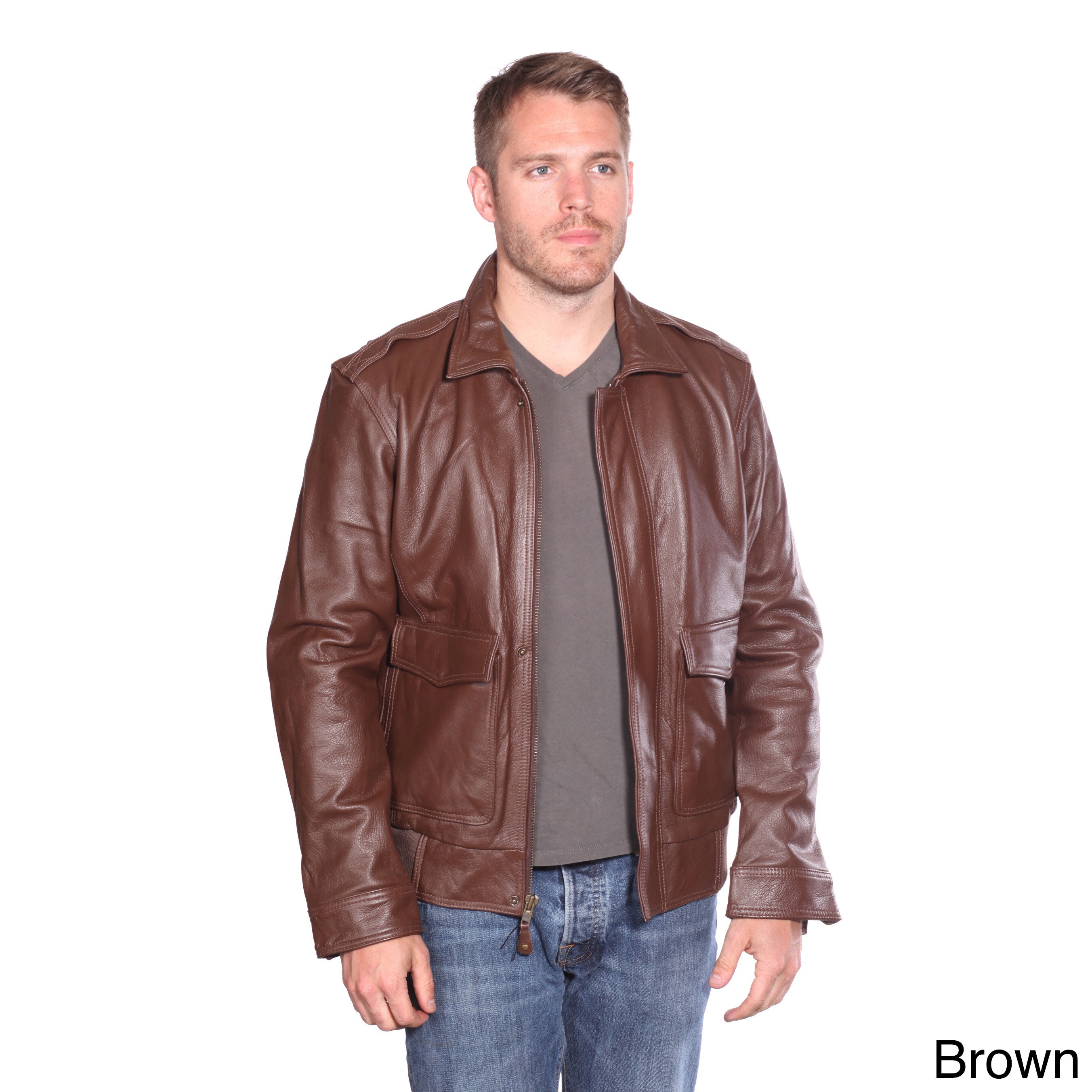 NuBorn Men's 'Roger' Leather Bomber Jacket Thinsulate Lining | eBay