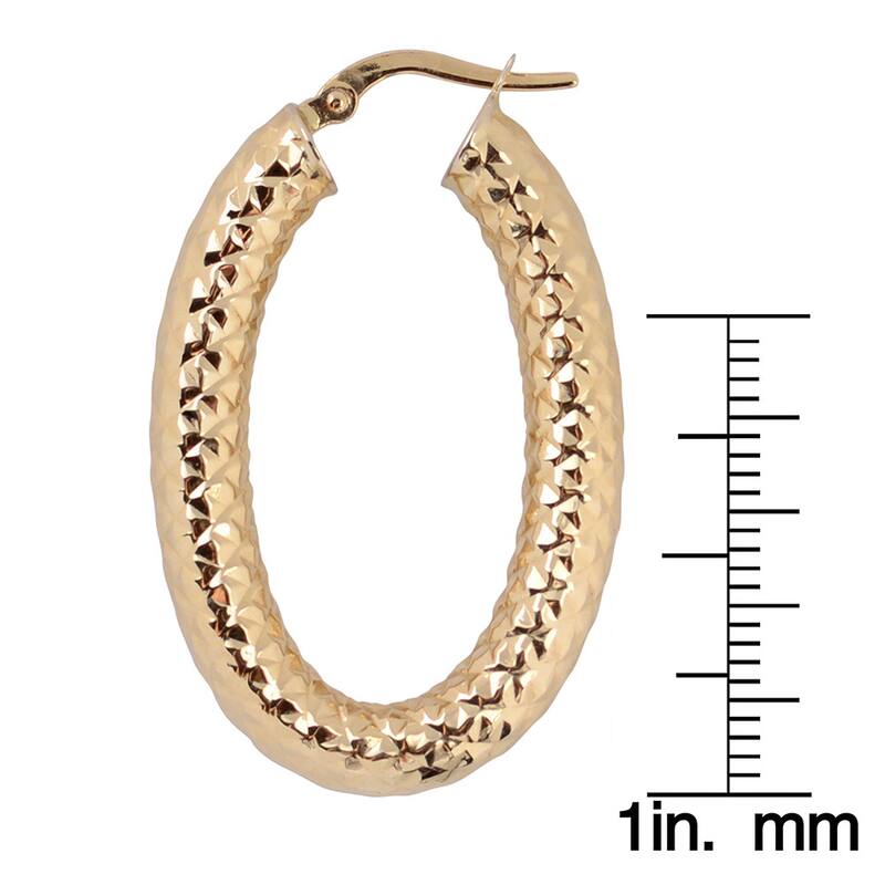 Fremada 10k Yellow Gold 37mm Diamond-cut Oval Hoop Earrings