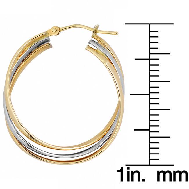 Fremada 10k Two-tone Gold High Polish Overlapping Twist Hoop Earrings