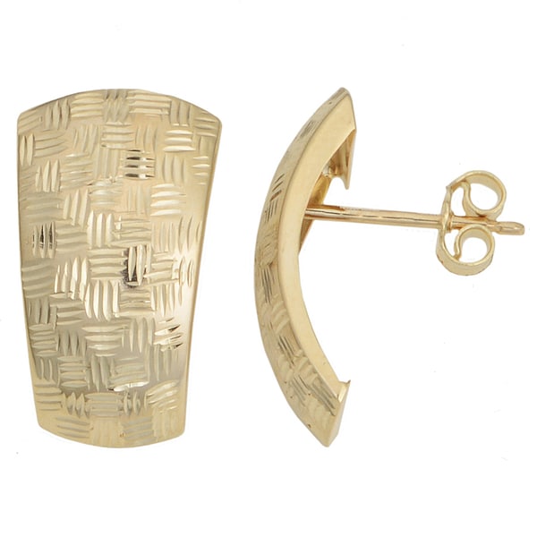 Fremada 10k Yellow Gold Diamond Cut Weave Design Half Hoop Fremada 10k Yellow Gold Diamond Cut Weave Design Half Hoop Earrings
