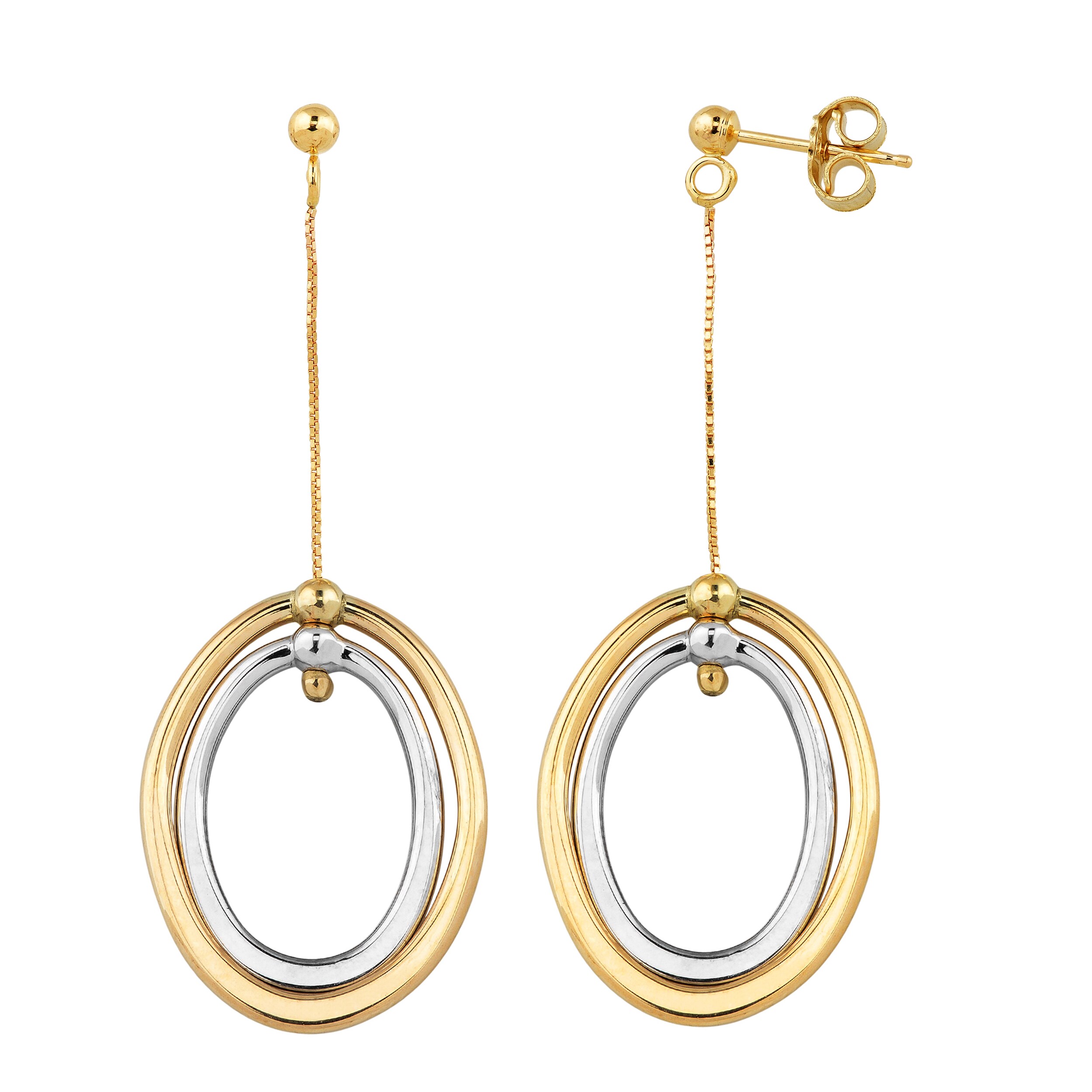 Fremada 10k Two-tone Gold Graduated Ovals Drop Earrings