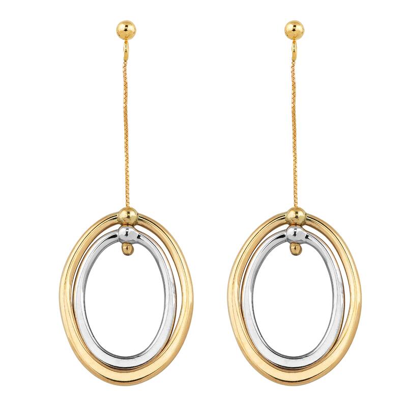 Fremada 10k Two-tone Gold Graduated Ovals Drop Earrings