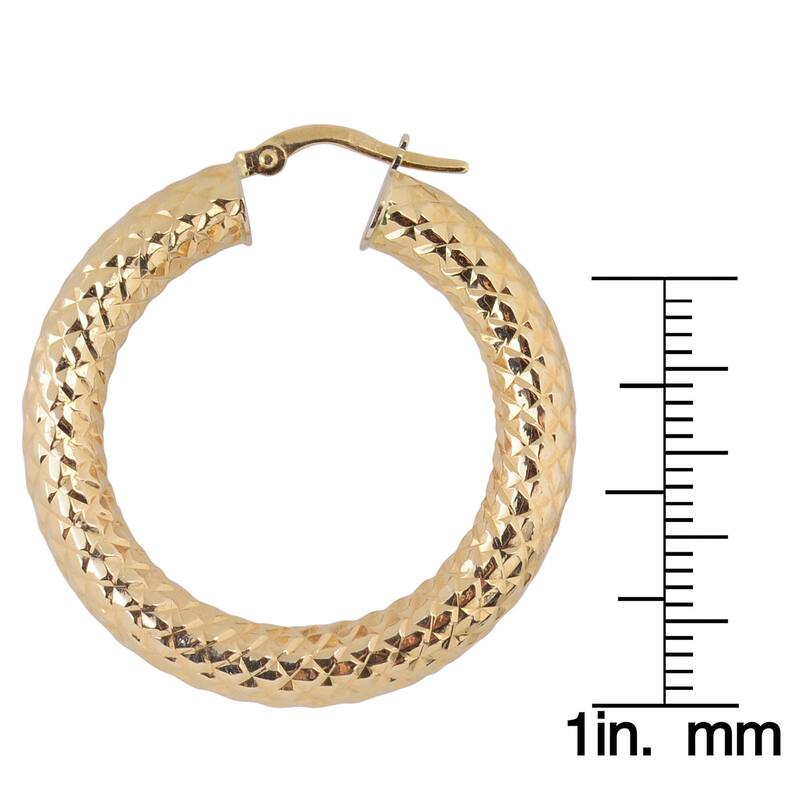 Fremada 10k Yellow Gold Diamond-cut Hoop Earrings