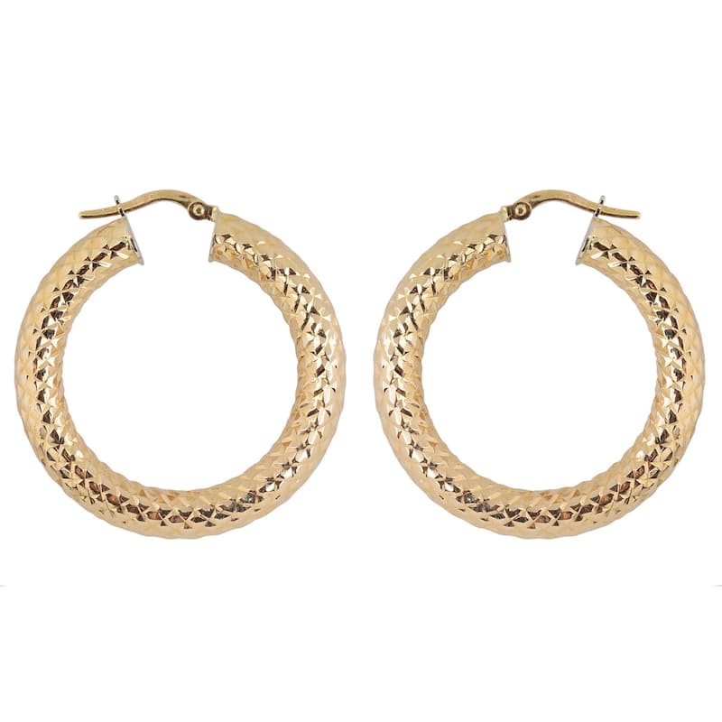 Fremada 10k Yellow Gold Diamond-cut Hoop Earrings