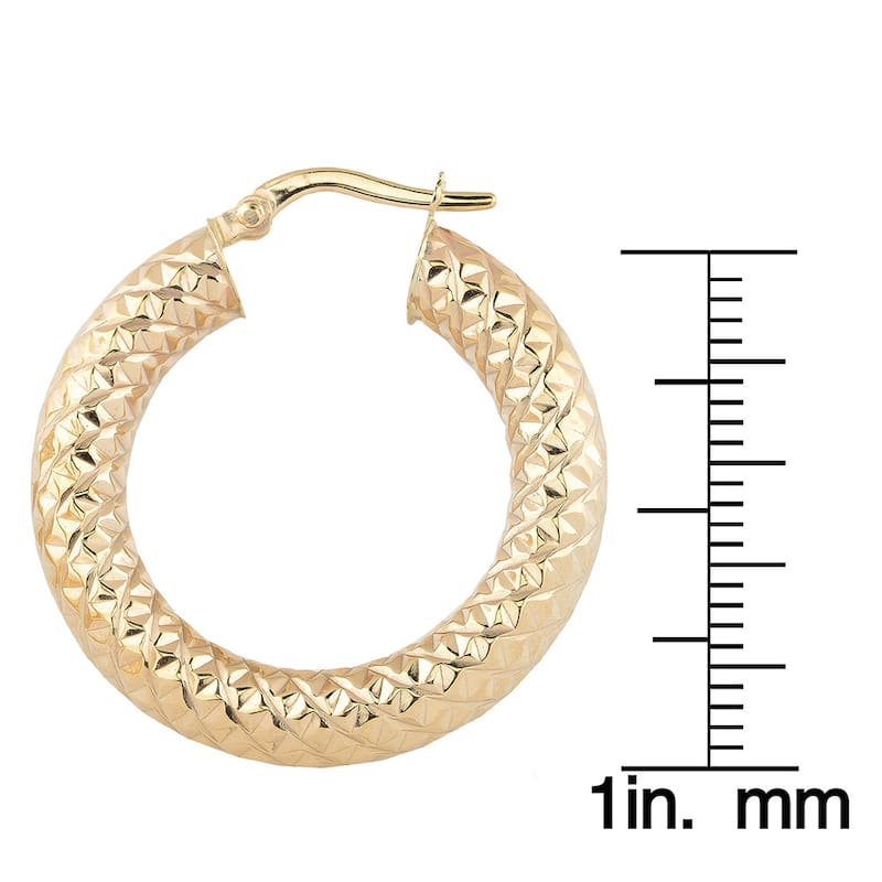 Fremada Diamond-cut 10k Yellow Gold Hoop Earrings