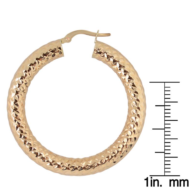 Fremada Diamond-cut 10k Yellow Gold Hoop Earrings