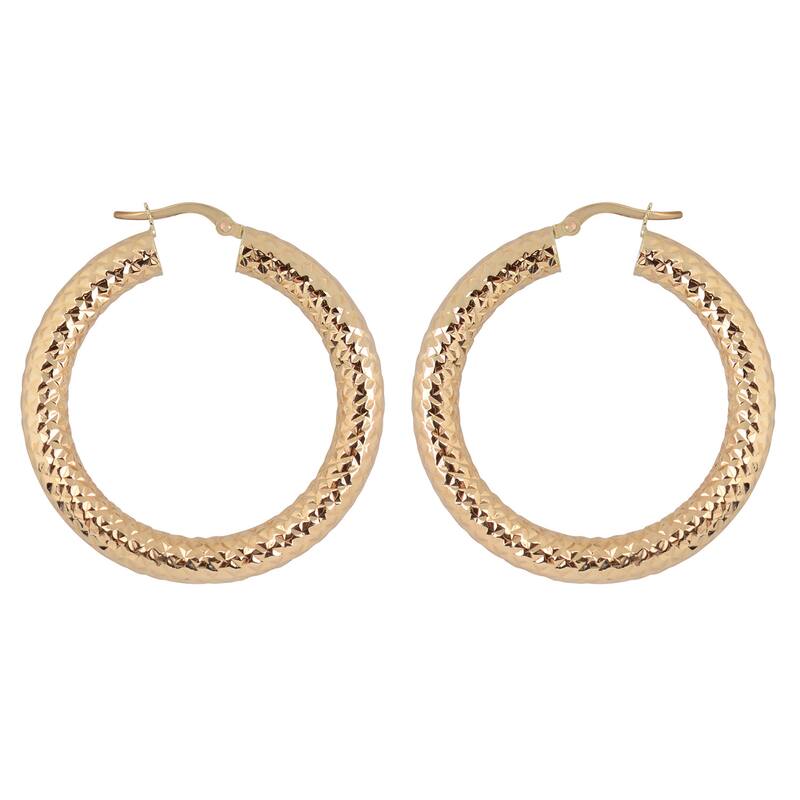 Fremada Diamond-cut 10k Yellow Gold Hoop Earrings