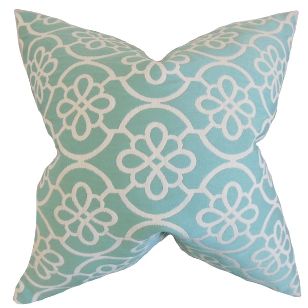 Indre Geometric Feather Filled Caribbean Blue Throw Pillow - Free Shipping Today - Overstock.com ...