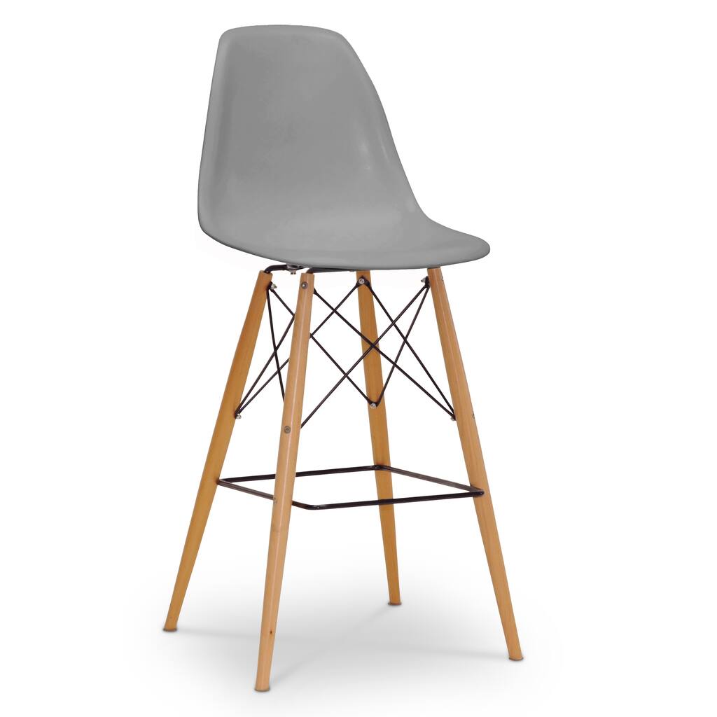 Modern Grey Plastic Bar Stool by Baxton Studio